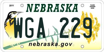 NE license plate WGA229