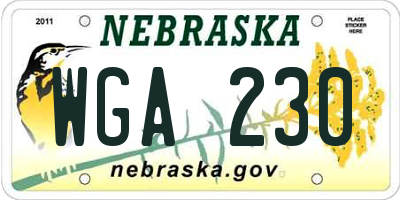 NE license plate WGA230
