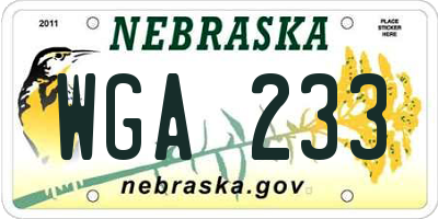 NE license plate WGA233