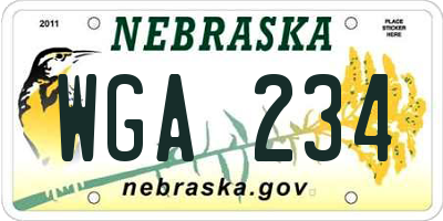 NE license plate WGA234