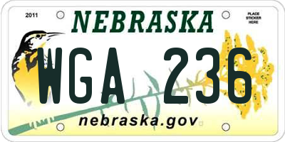 NE license plate WGA236