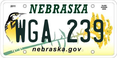 NE license plate WGA239