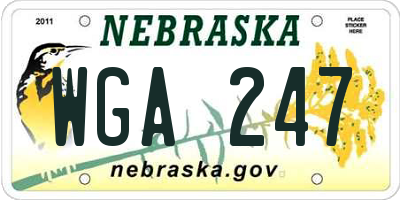 NE license plate WGA247