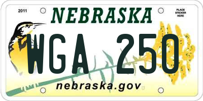 NE license plate WGA250