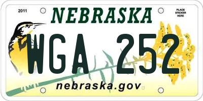 NE license plate WGA252
