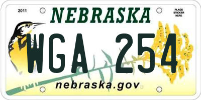 NE license plate WGA254