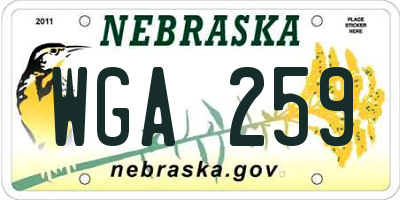 NE license plate WGA259