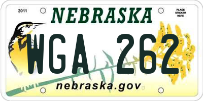 NE license plate WGA262