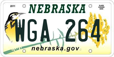 NE license plate WGA264