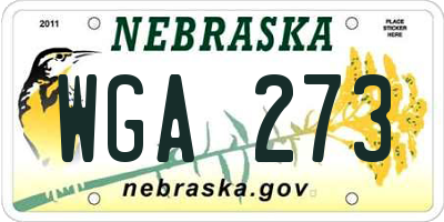 NE license plate WGA273