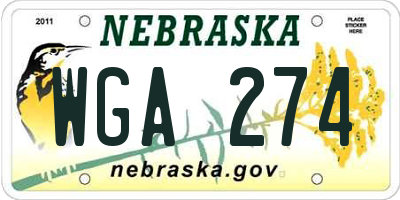 NE license plate WGA274