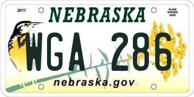 NE license plate WGA286