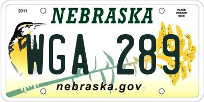 NE license plate WGA289