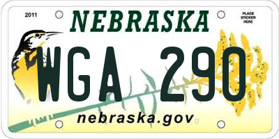 NE license plate WGA290
