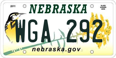 NE license plate WGA292