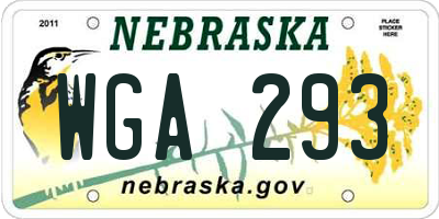 NE license plate WGA293