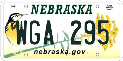 NE license plate WGA295