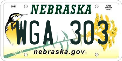 NE license plate WGA303