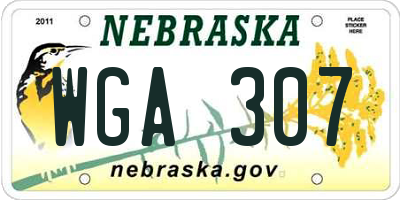 NE license plate WGA307