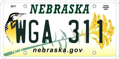 NE license plate WGA311