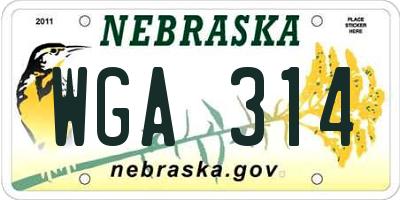 NE license plate WGA314