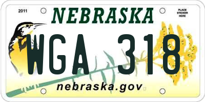 NE license plate WGA318