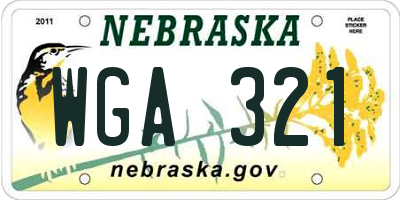 NE license plate WGA321