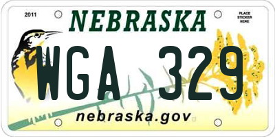 NE license plate WGA329
