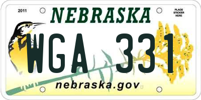 NE license plate WGA331
