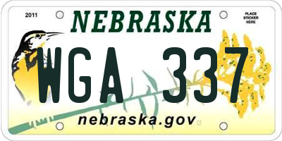 NE license plate WGA337