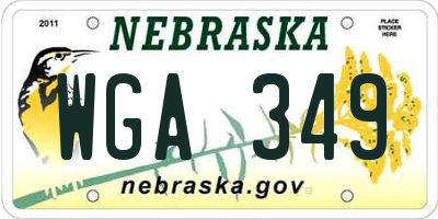 NE license plate WGA349