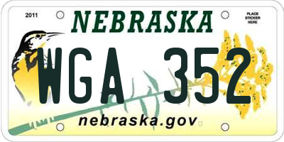 NE license plate WGA352