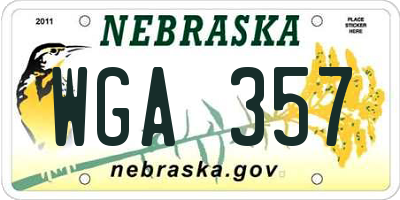NE license plate WGA357