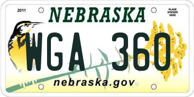 NE license plate WGA360