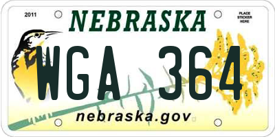 NE license plate WGA364
