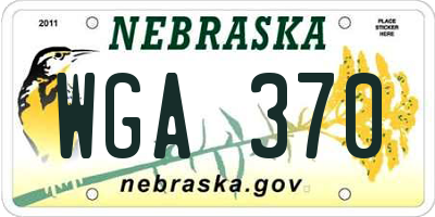 NE license plate WGA370