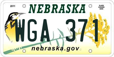 NE license plate WGA371