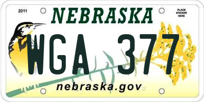 NE license plate WGA377