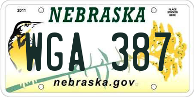 NE license plate WGA387