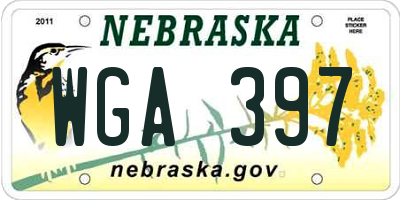 NE license plate WGA397