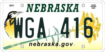 NE license plate WGA416