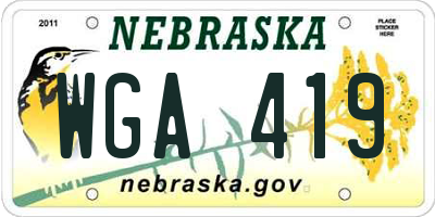 NE license plate WGA419