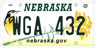 NE license plate WGA432