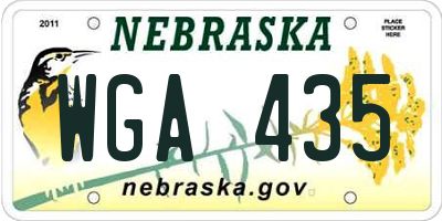 NE license plate WGA435