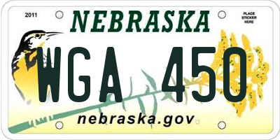 NE license plate WGA450