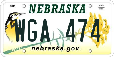 NE license plate WGA474