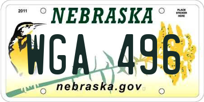NE license plate WGA496