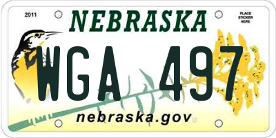 NE license plate WGA497