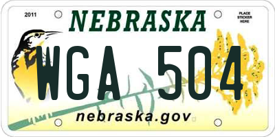 NE license plate WGA504