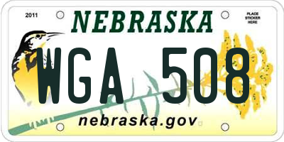 NE license plate WGA508